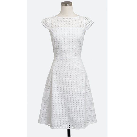J CREW White Eyelet Lace Fit & Flare Dress 2 S - Picture 2 of 12